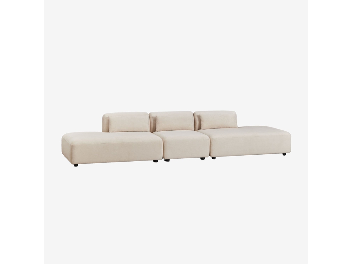Sklum Sofá Modular De 3 Peças Com Duplo Divã Fogler Poliéster                       Bombazina Crema Linho