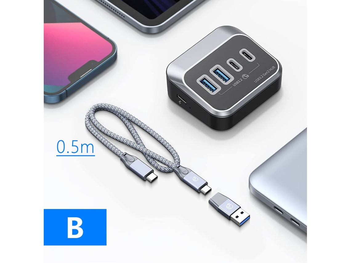 Yizhood Usb 3.2 Tipo C Docking Station 10Gbps Splitter Switch Dock Usb A Gen2 para Surface Macbook Laptop 3.0 Cinza