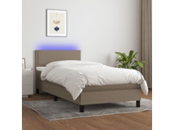 Vidaxl Cama Box Spring + Colchão/led 90x190cm Tecido Cinza-acastanhado