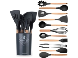 Conjunto De 12 Utensílios De Cozinha De Silicone Antiaderente Resistente Ao Calor Com Suporte