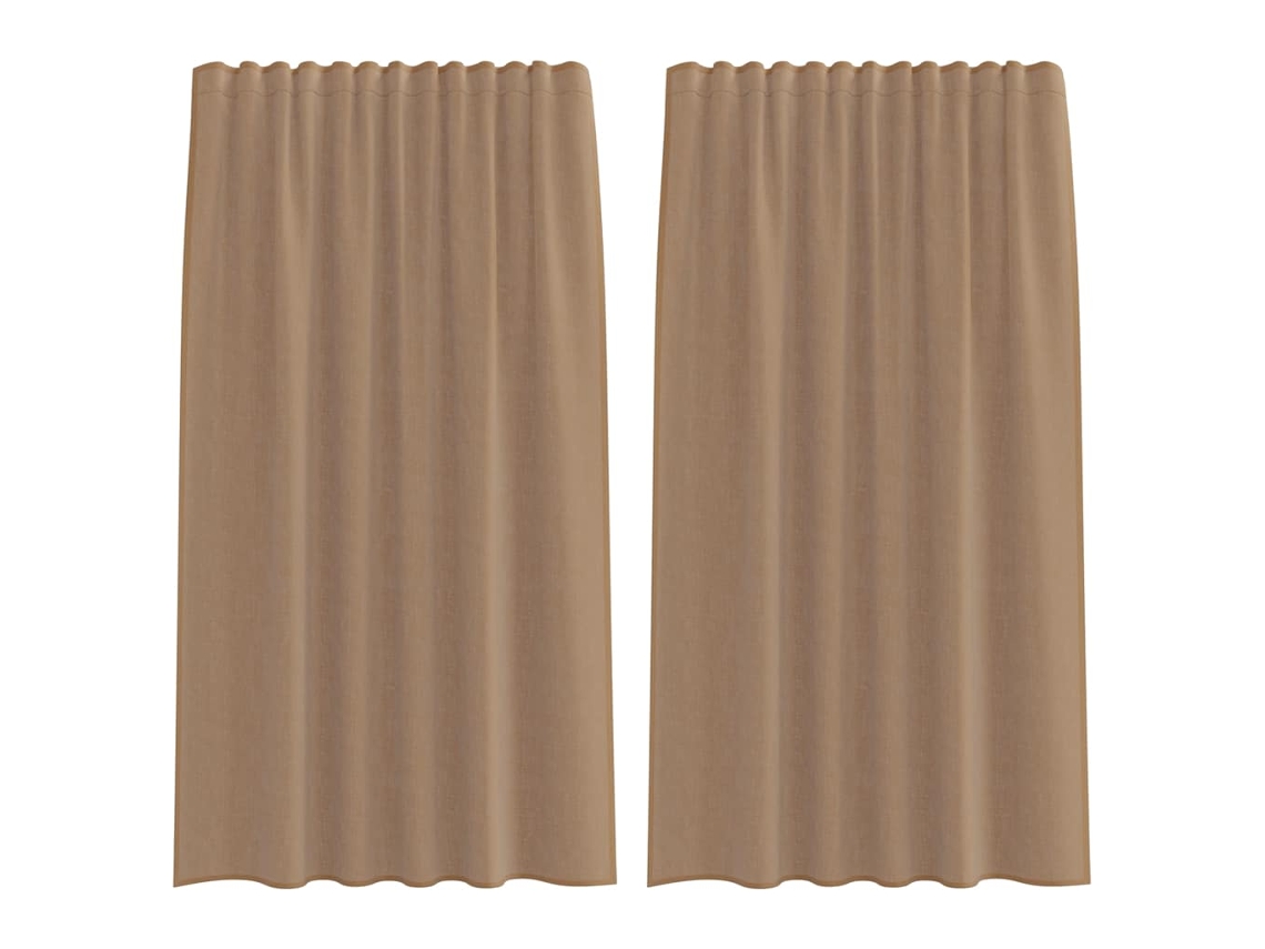 Cortinas de Voile com Bolsos para Varão 2 Pcs Castanho claro MAISON EXCLUSIVE