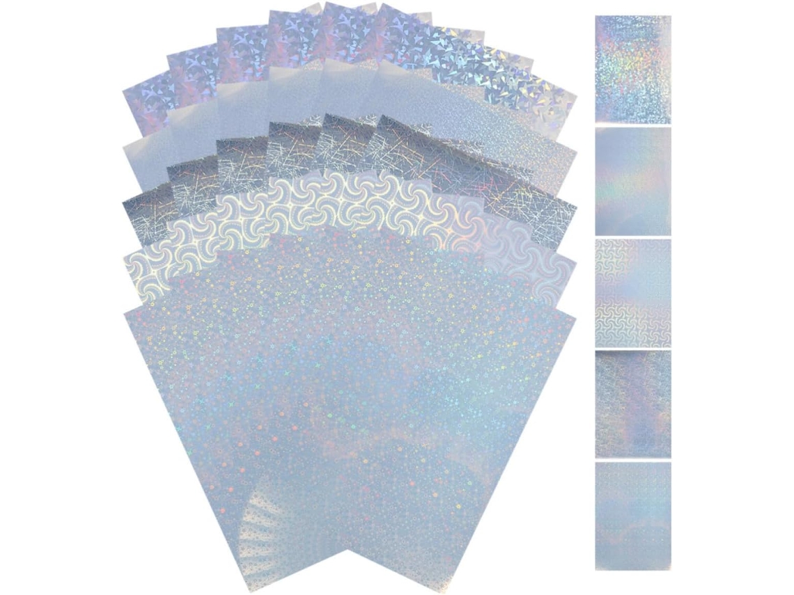 Filme holográfico Clispeed, fácil de cortar, autoadesivo, laminado a frio em PET, 30 folhas com adesivo para uso profissional.