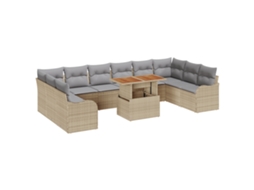 Conjunto 11 Sofá De Jardim Vidaxl Bege Vime Pe (344 X 177,5 X 85 Cm)