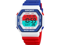 Lurelia Relógio Digital Desportivo Unissexo, Calendário, Cronómetro, Alarme, Retroiluminação Led, Aço Inoxidável, 50m, Azul E Vermelho, Modelo Lx14356