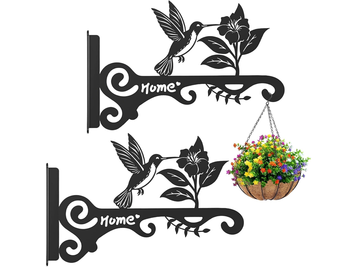 Suporte para Plantas de Exterior, 25,4 Cm, Prateleira de Metal, para Montagem na Parede, com Design de Pássaros e CHABERLU