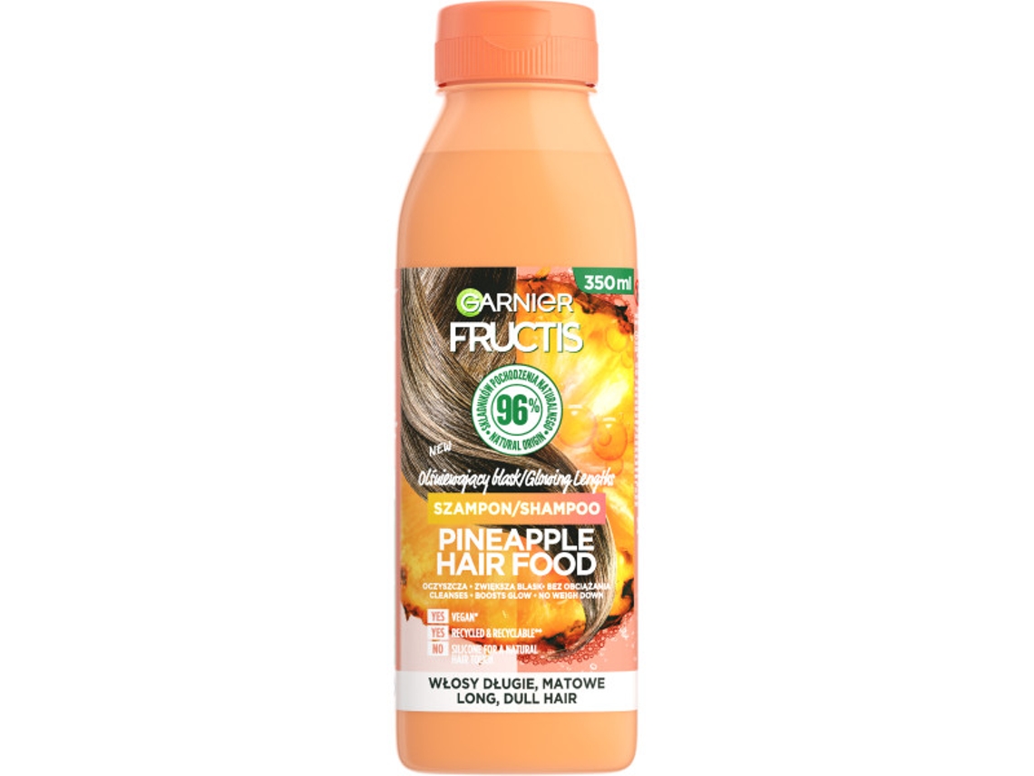 Fructis Hair Food Shampoo De Abacaxi Para Cabelos Longos E Sem Brilho, 350ml Garnier
