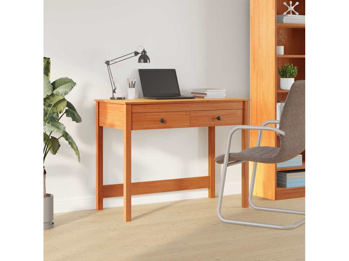 Vidaxl Mesa Max Marrom Madeira De Pinheiro Sólida 100 X 50 X 78 Cm
