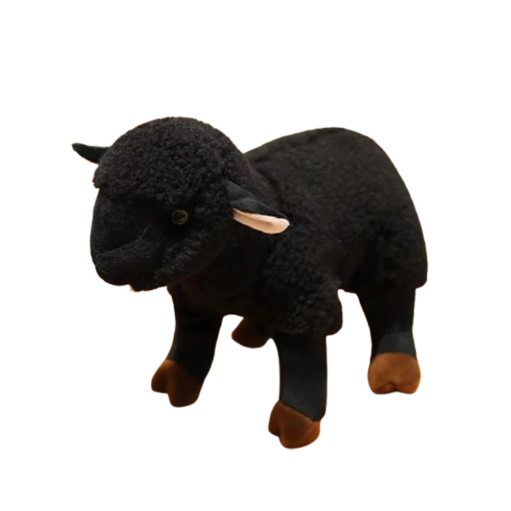 (preto - 18cm) Ovelha Simulada De Algodão Pp E Lã De Cabra Branca, Animal De Pelúcia Macio