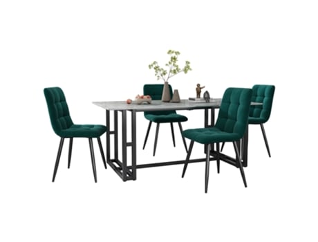 Conjunto De 4 Cadeiras De Jantar Estofadas Com Encosto, Assento Em Veludo E Estrutura Metálica, Ideais Para Salas De Jantar E Salas De Estar. Mexus