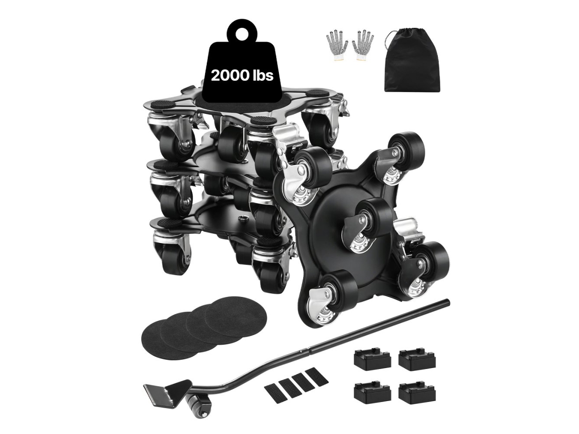 Conjunto De 4 Carrinhos Para Móveis Com Rodas Giratórias E Freio Tekmaquinas