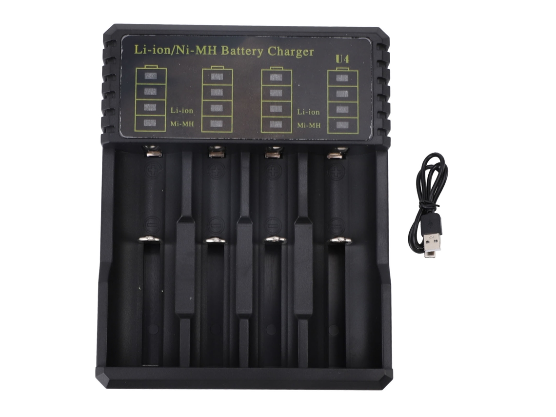 Rebe-cargador De Baterías Usb Inteligente 4 Ranuras Universal Para Li Ion Ni Mh Ni Cd Aa Aaa Aaaa C 18650 26650 16340 Led