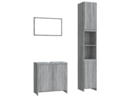 Bathroom Furniture Set, Bathroom Furniture Sets Vidaxl Cinzeto Madeira Processada (n/a)