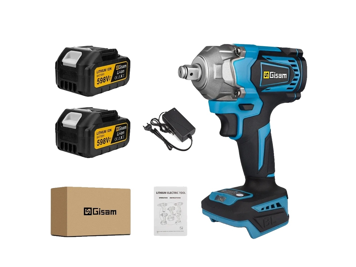 Chave De Impacto Elétrica Gisam, Torque De 1200n.m, Motor Sem Escovas,2 Tipo De Bateria 1 Oem