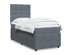 Vidaxl Cama Com Molas/colchão 80x200 Cm Veludo Cinza-escuro