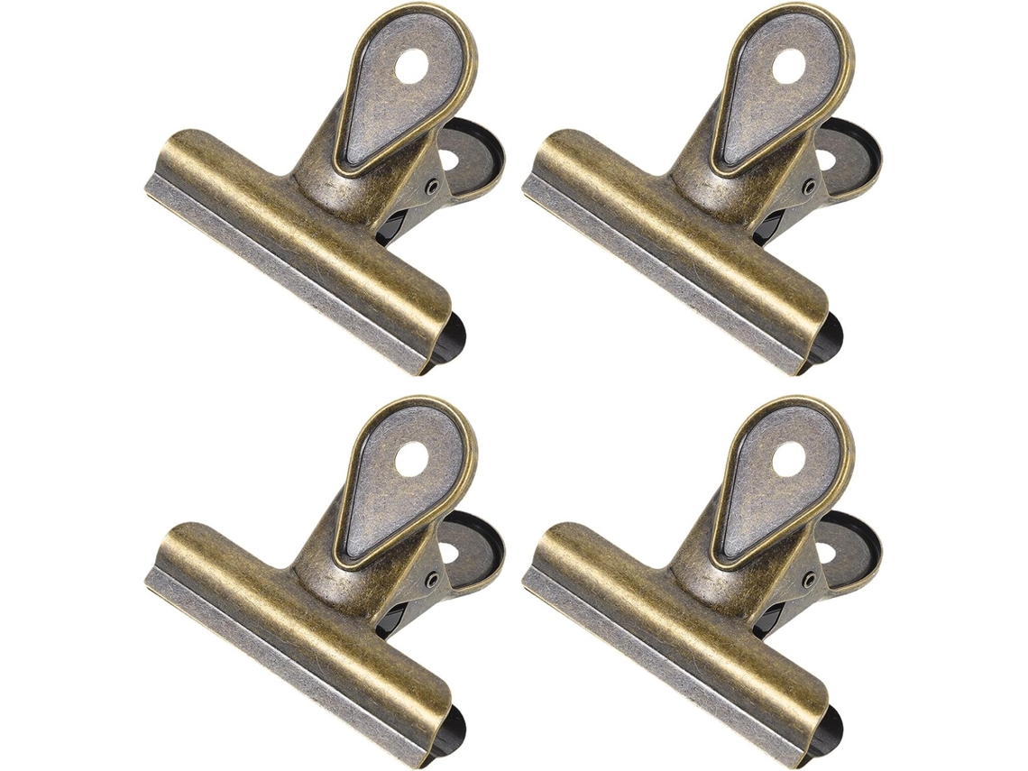 Operitacx Conjunto de 4 Clipes de Metal Estilo Bulldog Vintage, Dobradiça de Aço para Organização Multifuncional