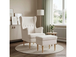 Vidaxl Poltrona Com Puff 2 Unid. Creme Bouclé