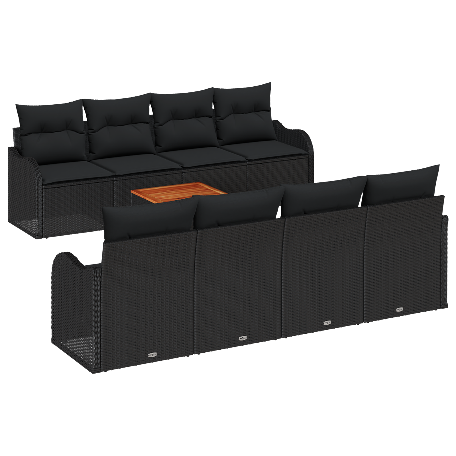 Conjunto 9 Conjunto De Móveis Para Exterior Vidaxl Preto Vime Pe (231 X 62 X 69 Cm)