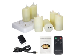 Velas LED sem chama, recarregáveis com controle remoto de 4 botões, pacote com 6 | S/MARCA