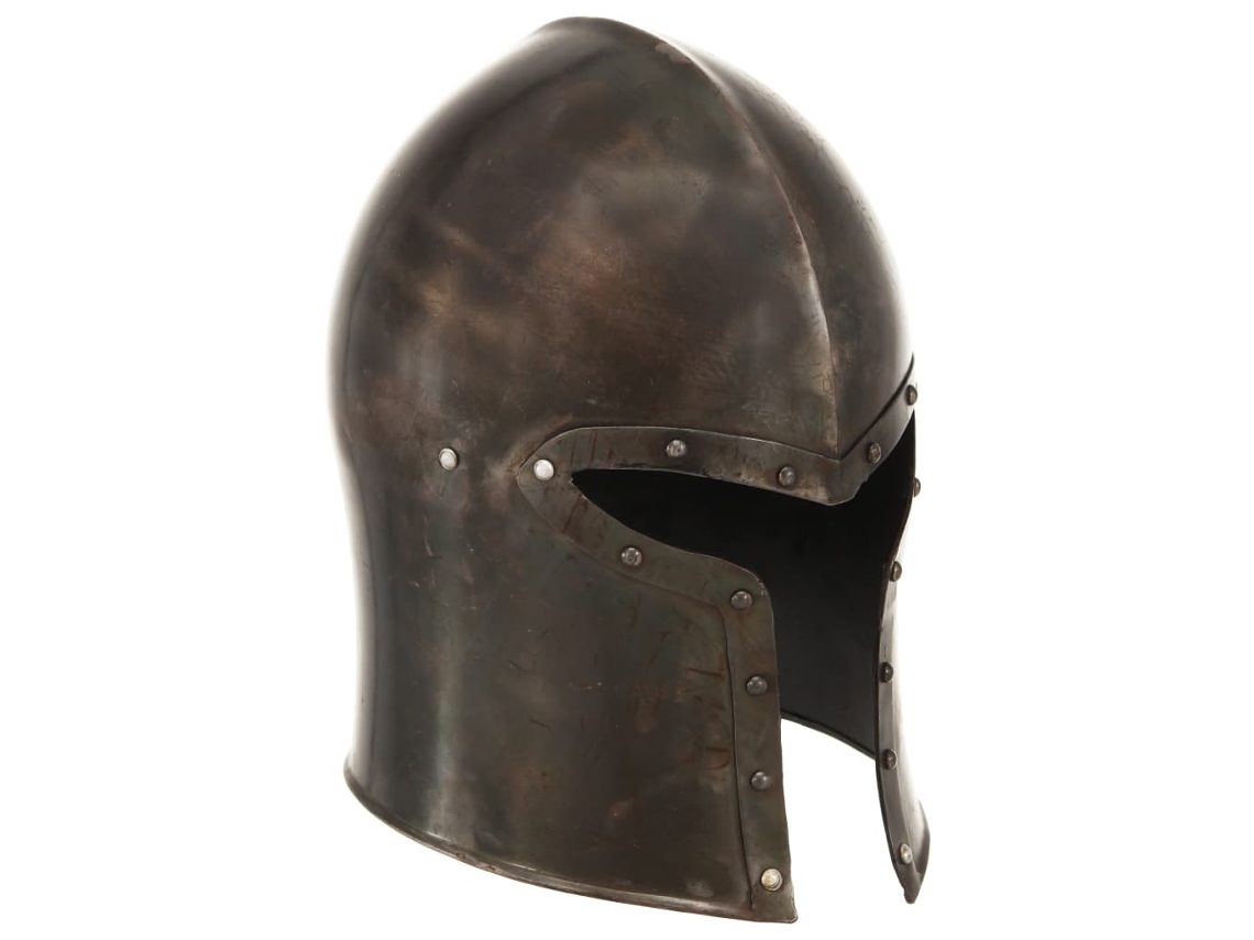 Vidaxl Capacete De Cavaleiro Medieval Réplica Larp Aço Prateado