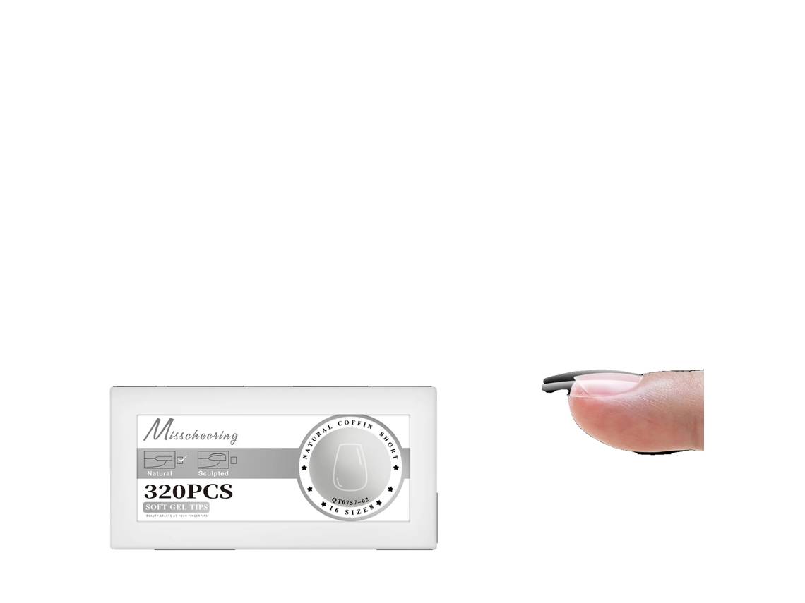 Unhas Postiças, 320 Pcs, Design Coffin Stiletto, 02