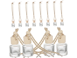 Conjunto de 12 frascos de perfume em miniatura de vidro transparente para difusores de carro.