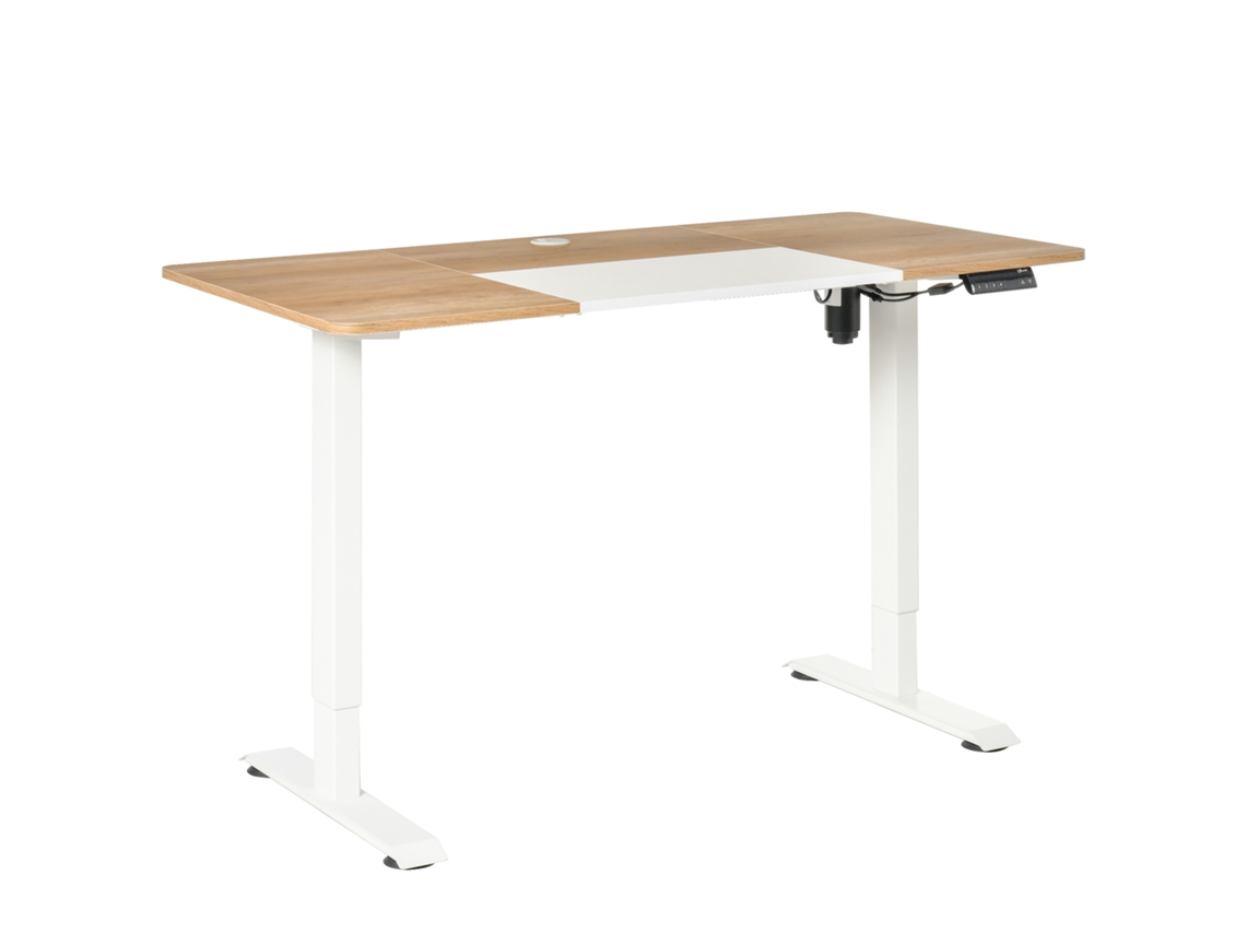 Mesa de Computador Vinsetto, Mesa Elétrica, Mesa para Trabalhar de Pé, Altura Regulável, Estrutura com Motor, Metal, Natural  Branco PENGJIANG SHOP