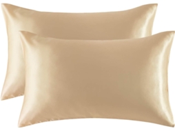 Conjunto De 2 Fronhas De Seda Gelada - Cor Camelo, 50 X 66 Cm (20 X 26 Polegadas)