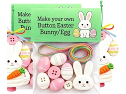 Kits De Decoração De Páscoa Com Botões: Coelhinho E Casinha De Ovos |