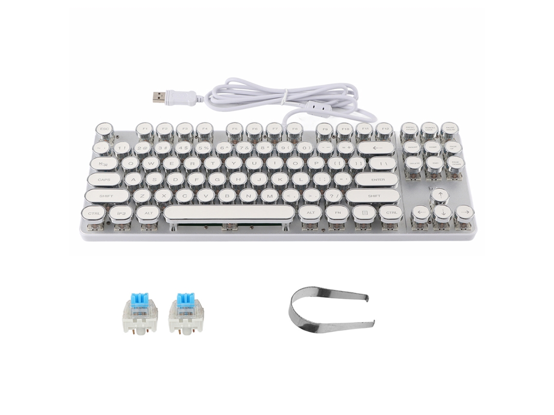 Teclado LAXISCREED Branco Punk Eletroplateado com Teclas Luminosas
