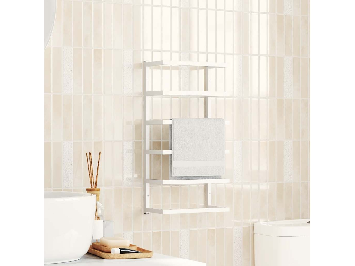 Vidaxl Toalheiro 24x12x48 Cm Aço Branco