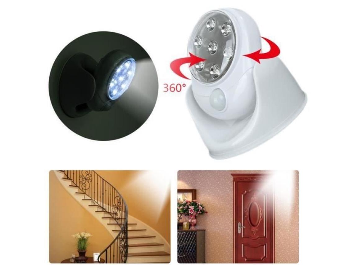 Glife00753, Led Luz Detector de Movimento 360° com Rotação Automática Sensor Sem Fio Segurança para Pátio Jardim Muro Corredor T BRILVIBERA