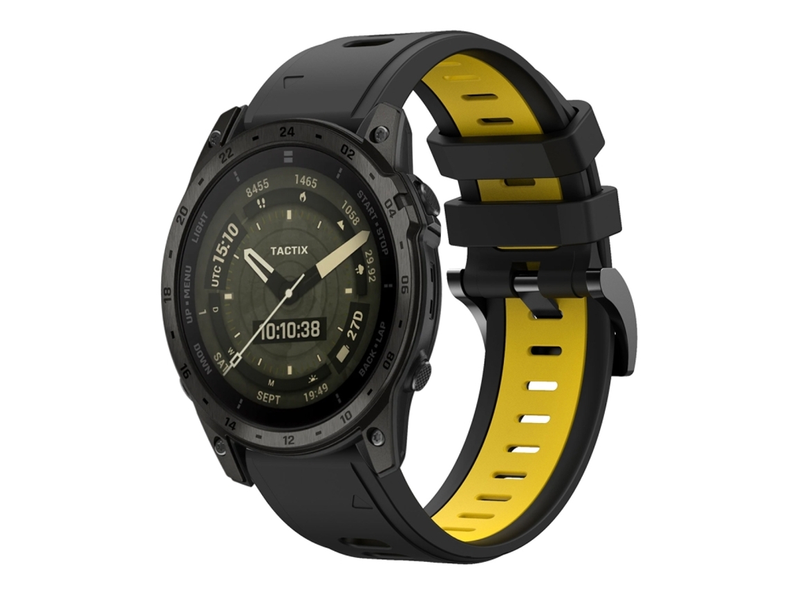 Bracelete Esportivo Silicone para Garmin Tactix 7 Amoled com duas cores Preto e Amarelo XIAOMOYU