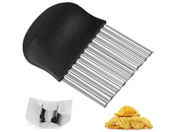 Cortador de batata-doce em aço inoxidável com protetor de dedos para fazer batatas fritas onduladas e legumes.