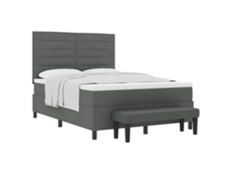 Conjunto 1 Cama Box Vidaxl Cinzeto Tecido (203 X 144 X 128 Cm)