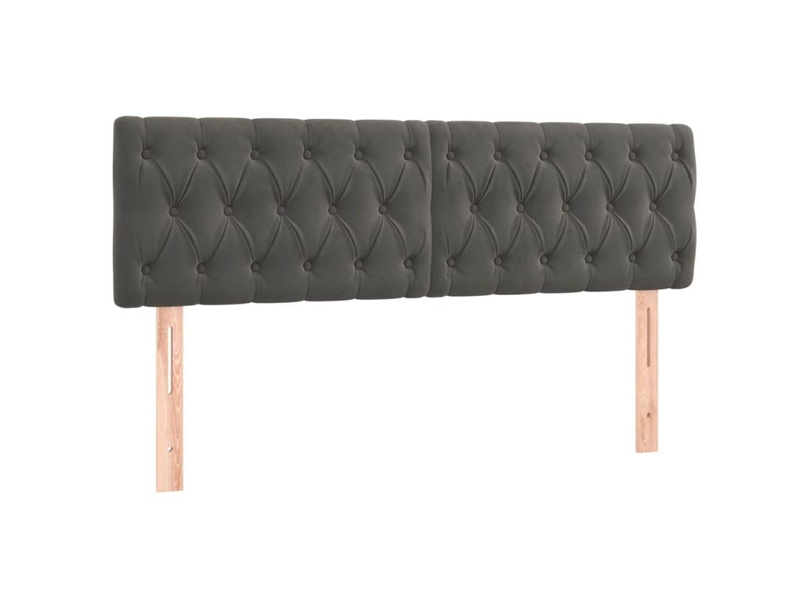 Conjunto de 2 Cabeceiras de Cama Veludo Cinzento Escuro MAISON EXCLUSIVE (72x7x78 cm)