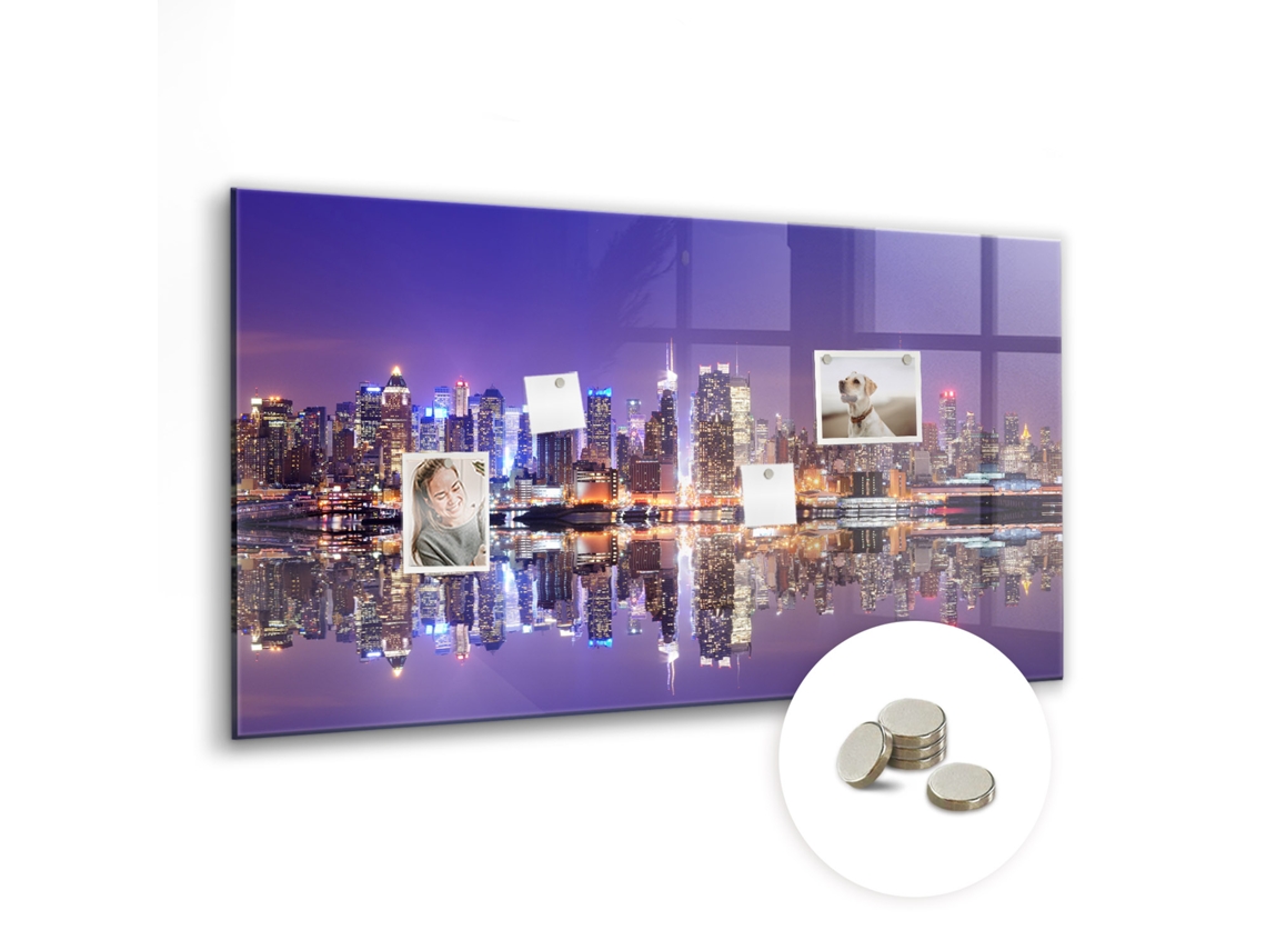 Quadro Magnético Nova York À Noite Para A Sala De Estar Espelharte (120x60 Cm)