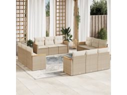 Vidaxl 12 Pcs Conjunto de Sofás P/ Jardim com Almofadões Vime Pe Bege