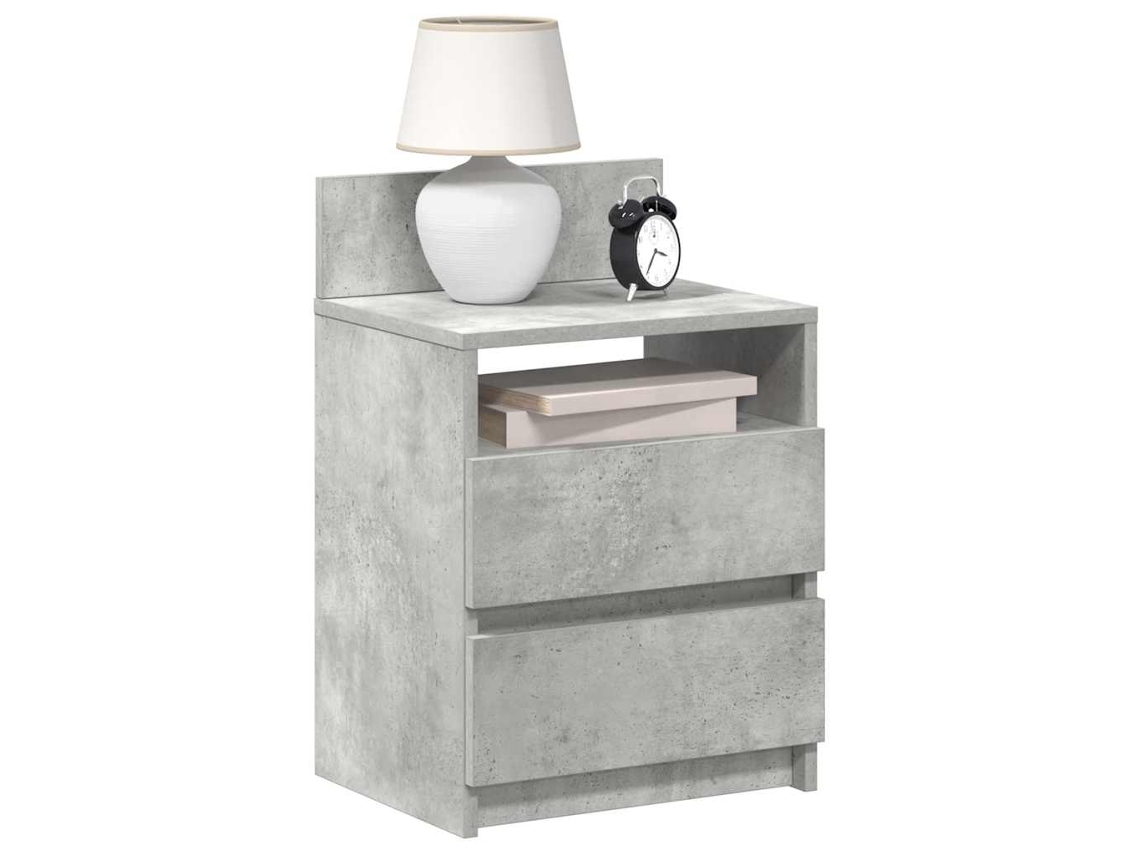 Vidaxl Mesa De Cabeceira Com 2 Gavetas 40x33x60 Cm Cinzento Cimento