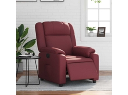 Vidaxl Poltrona Reclinável Elétrica Couro Artificial Vermelho Tinto
