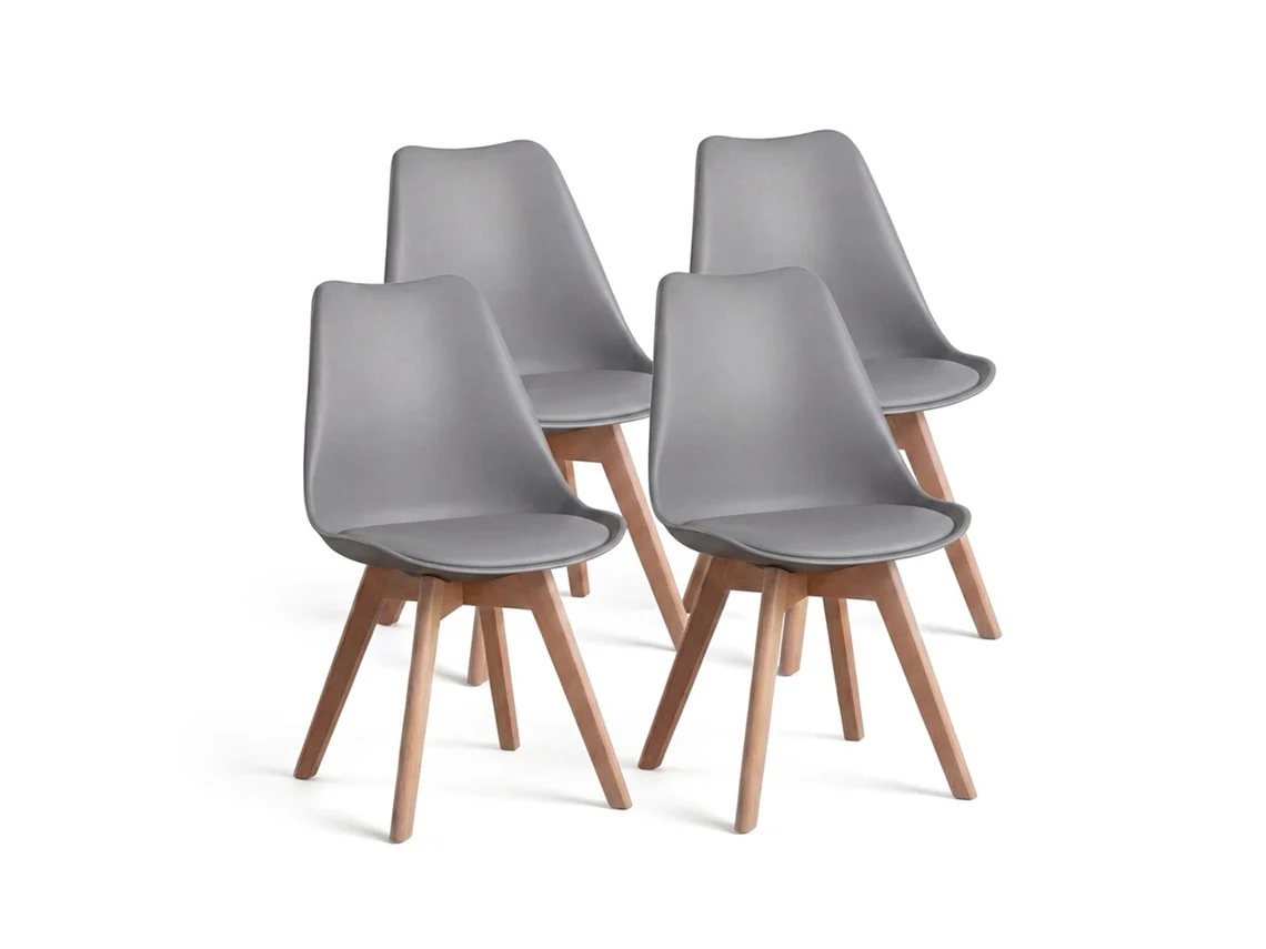 Pack 4 Cadeiras de Jantar Beench Cinzento 41x83x49 cm