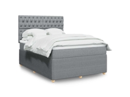 Vidaxl Cama Com Molas/colchão 140x200 Cm Tecido Cinzento-claro