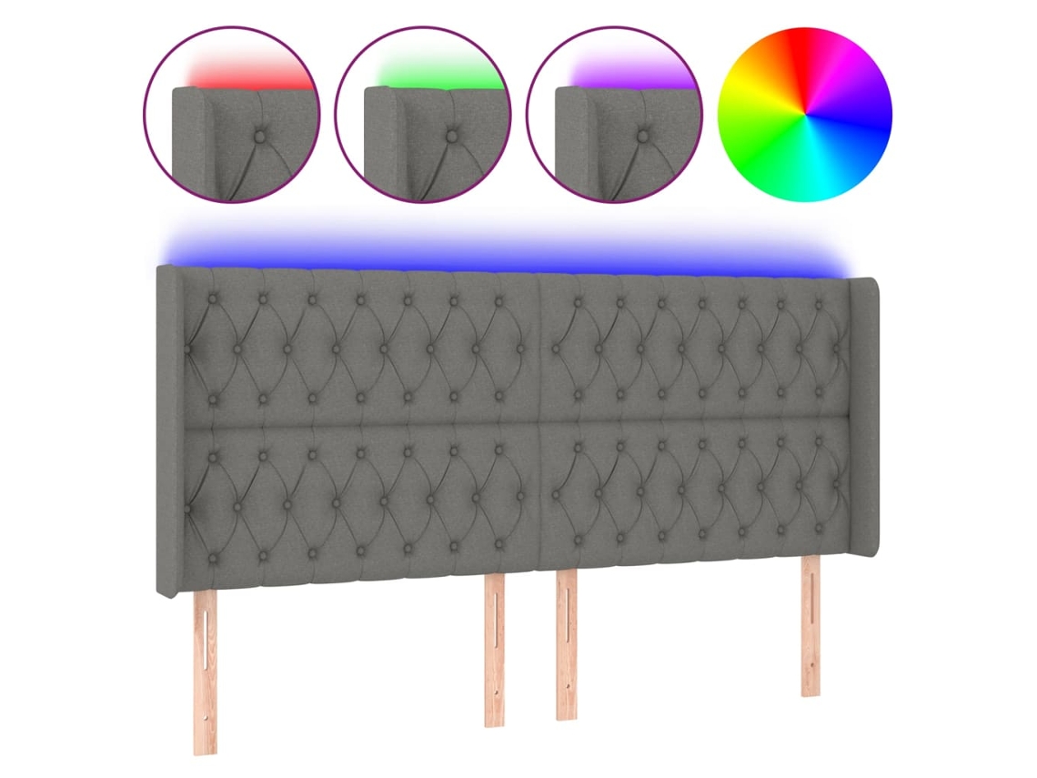 Led Headboard, Led Headboards Vidaxl Cinzeto Tecido (183 X 16 X 118/128 Cm)