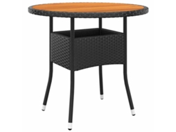 Vidaxl Mesa De Jardim Ø80x75 Cm Madeira De Acácia E Vime Pe Preto
