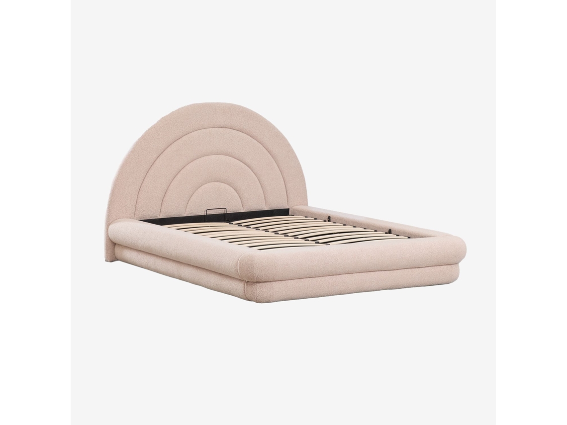 Sklum Cama Com Canapé Rebatível Em Tecido Bouclé Borzensi Poliéster                       Bouclé Cor-de-rosa        160 X 200 Cm