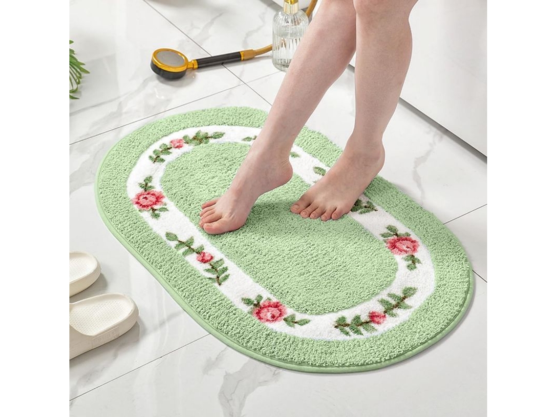 Alfombra De Baño Con Diseño De Rosas Romántico Antideslizante Absorbente Para Baño Sala Dormitorio Cocina Verde 16 Polegadas * 24 Polegadas