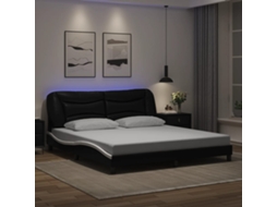 Vidaxl Estrutura De Cama Com Led Sem Colchão Hvar 180x200cm Preto/branco