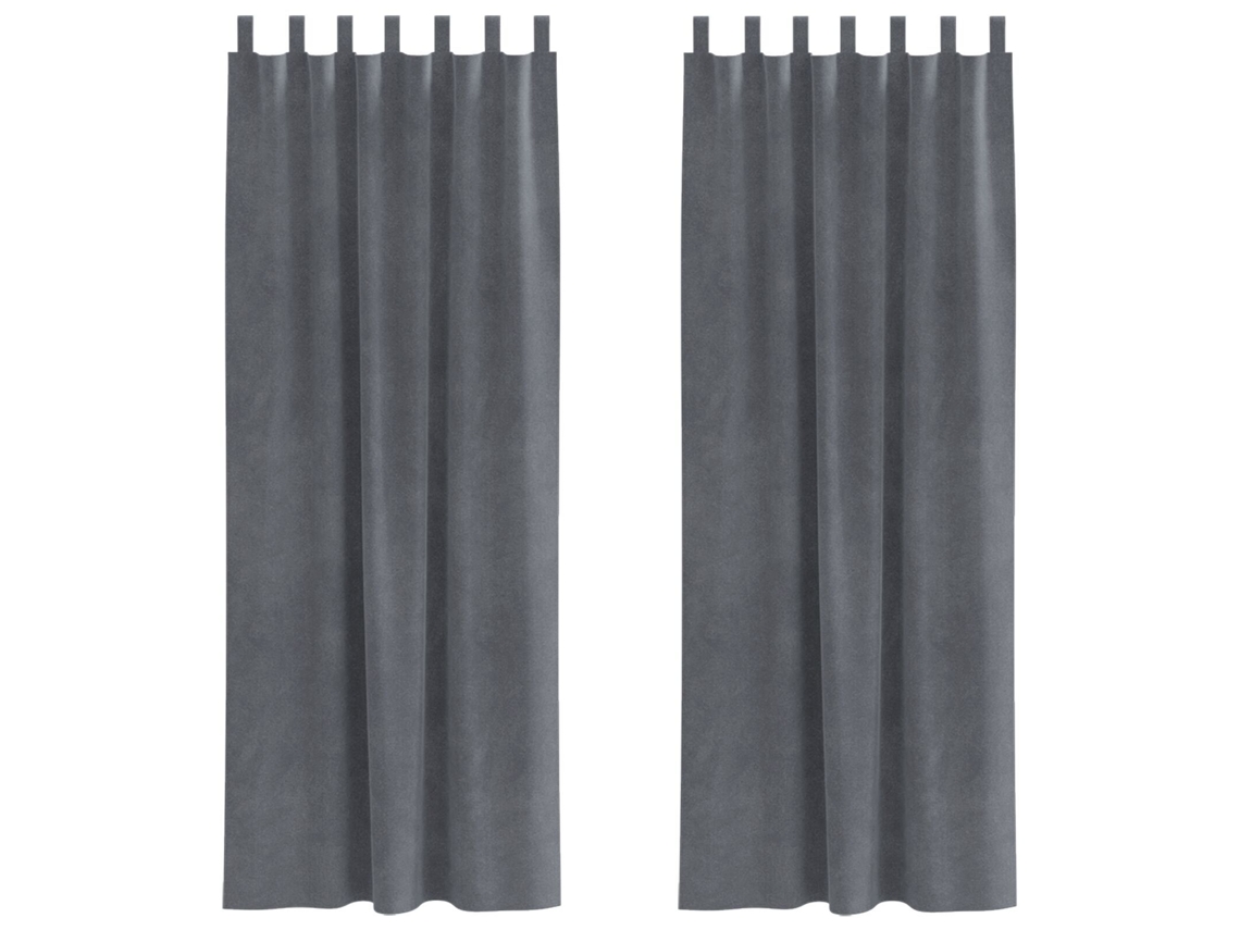 Conjunto 2 Cortinas Opacas Vidaxl Cinzento-claro Veludo (140 X 225 Cm)
