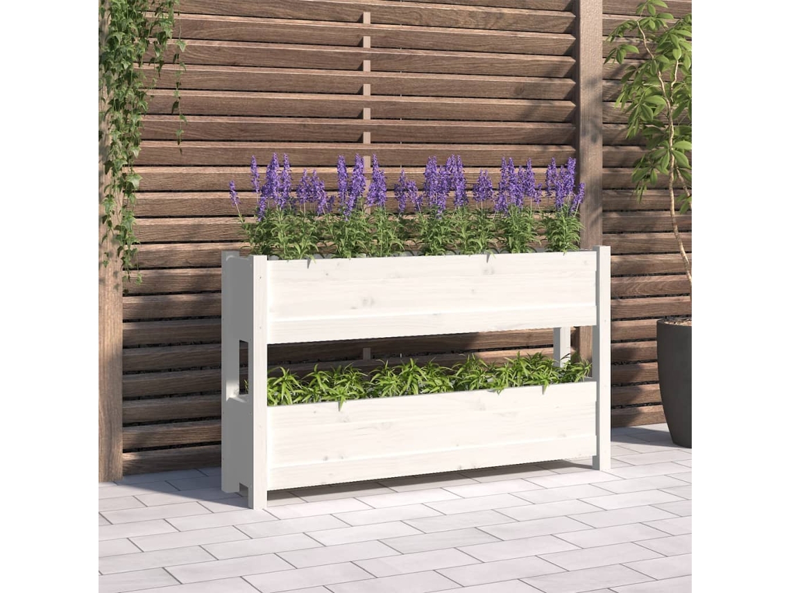 Vidaxl Vaso/floreira 112x25x66 Cm Madeira De Pinho Maciça Branco