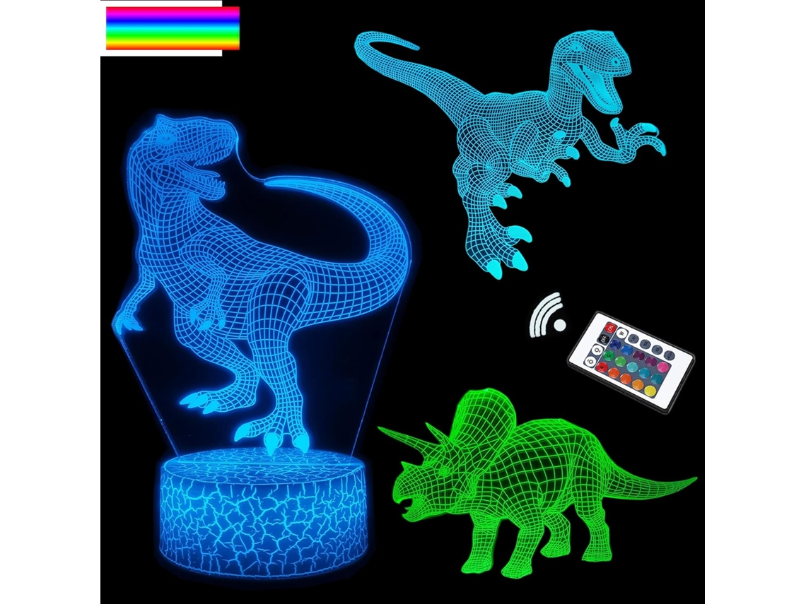Luminria Noturna De Dinossauro Para Crianas, 3 Padres, 16 Cores E Intensidade Ajustvel. Aquaforge