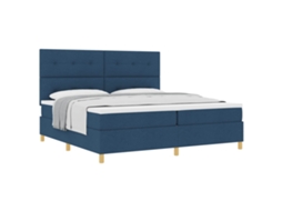 Cama Box com Colchão e Cabeceira Azul 200x200cm Tecido MAISON EXCLUSIVE